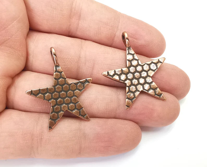 Star Charms Pendant Antique Copper Plated Pendant (35x29mm) G27830