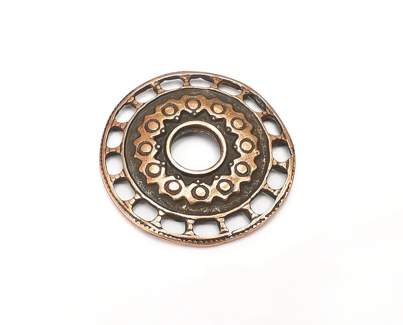 Ethinc Disc Round Pendant Antique Copper Plated Findings (40mm) G27832