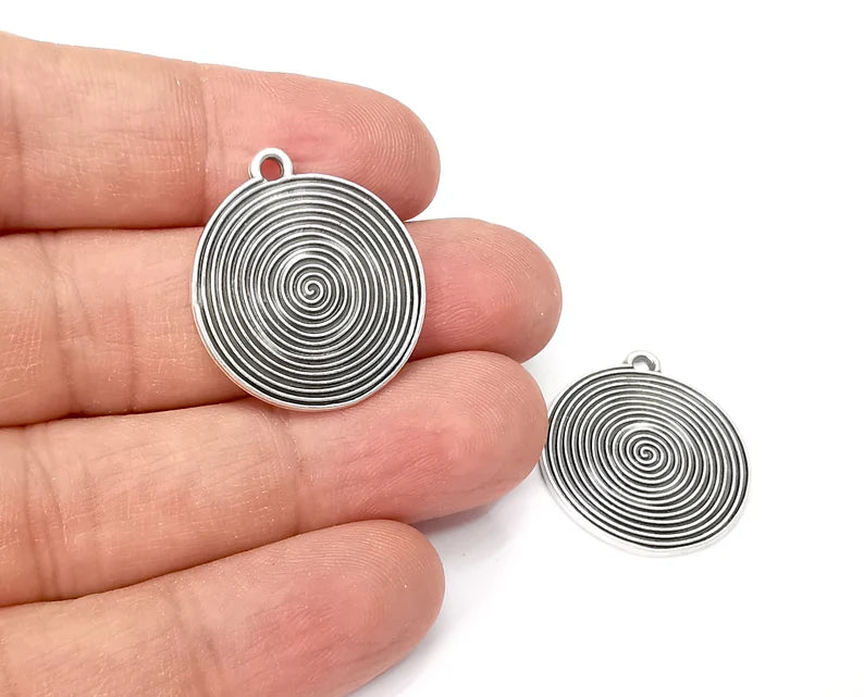 Swirl Spirals Charms Antique Silver Plated Charms (28x24mm) G27947