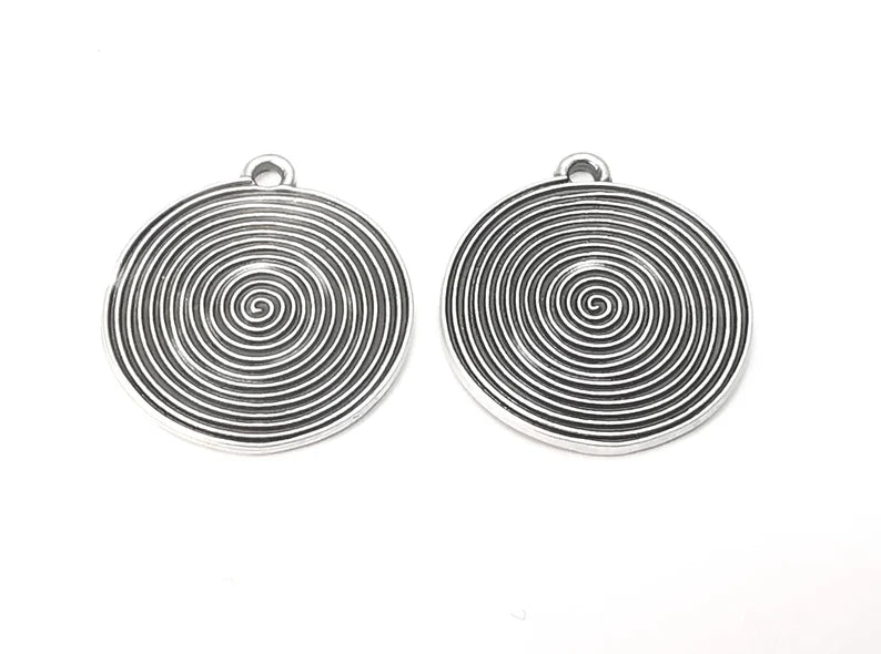 Swirl Spirals Charms Antique Silver Plated Charms (28x24mm) G27947