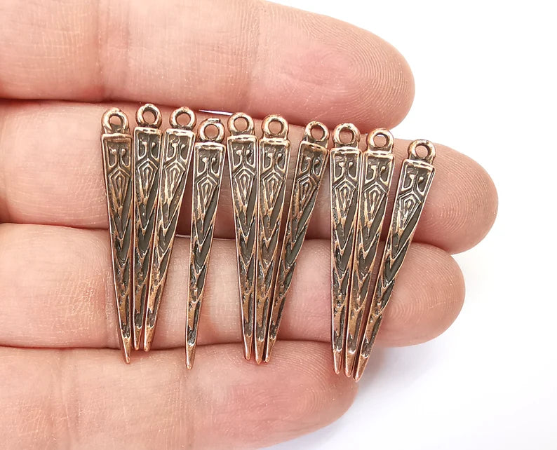 Spike Charms Antique Copper Plated Charms (37x5mm) G27845