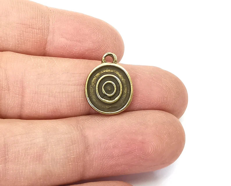 Ethnic Circle Disc Charm Antique Bronze Plated Charm (18x14mm) G27848