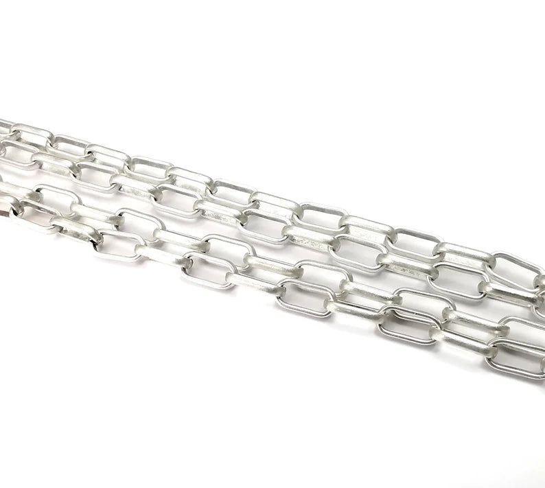 Antique Silver Large Cable Chain (10x5 mm) Antique Silver Plated Cable Chain G27853