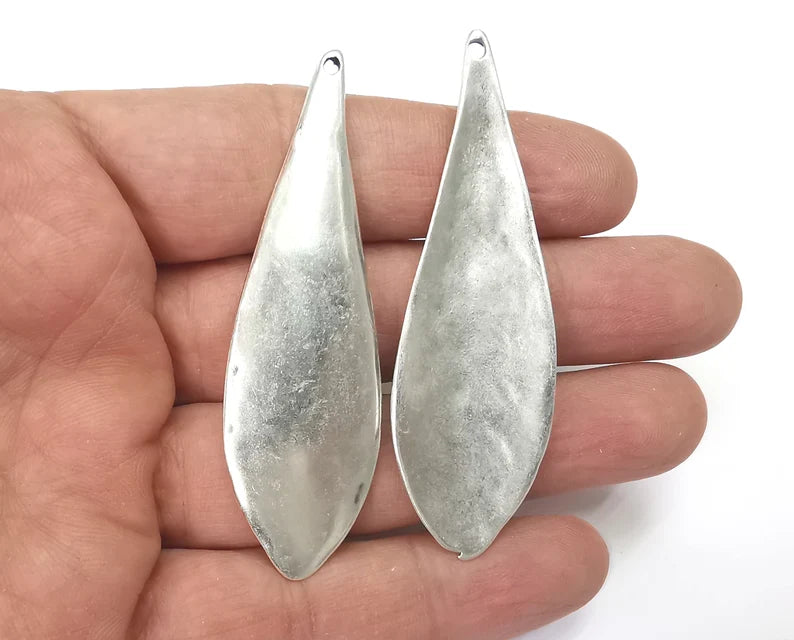 Drop Leaf Charms Pendant Antique Silver Plated Charms (70x22mm) G27854