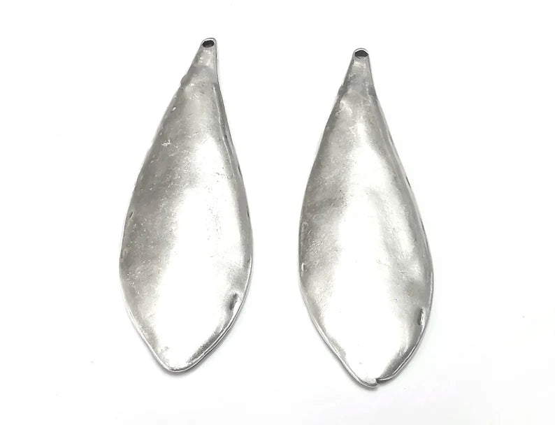 Drop Leaf Charms Pendant Antique Silver Plated Charms (70x22mm) G27854