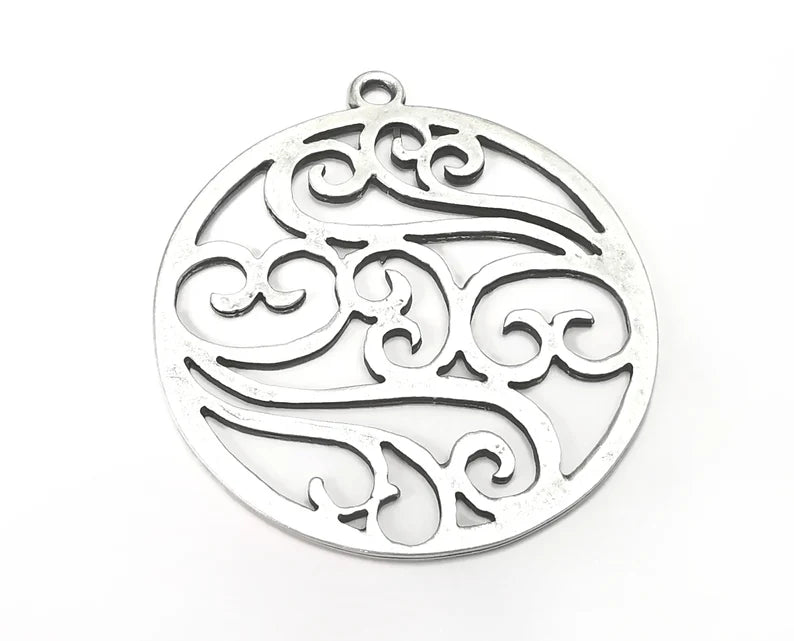 Branch Filigree Pendant Antique Silver Plated Pendant (60x53mm) G27855