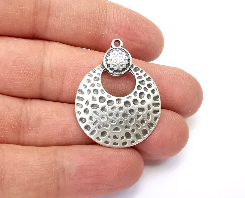 Dome Ethnic Charms Antique Silver Plated Charms (35x28mm) G27862