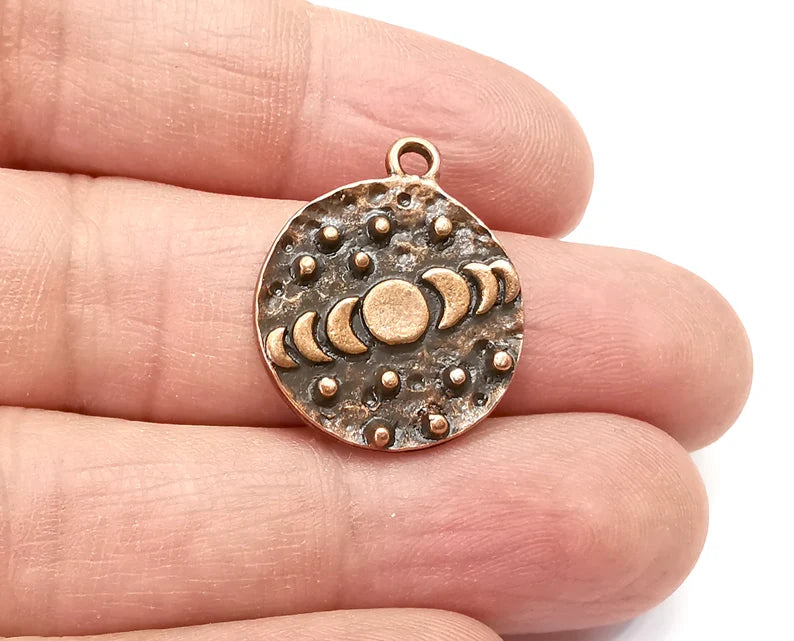 Moon Stars Charms State of The Moon Pendant Antique Copper Plated Charms (25x21mm) G27972