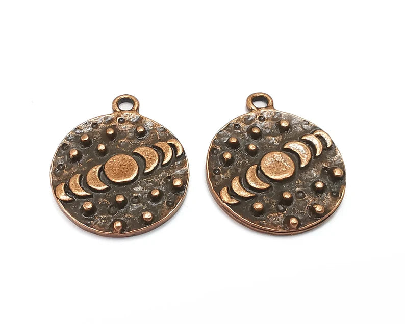 Moon Stars Charms State of The Moon Pendant Antique Copper Plated Charms (25x21mm) G27972