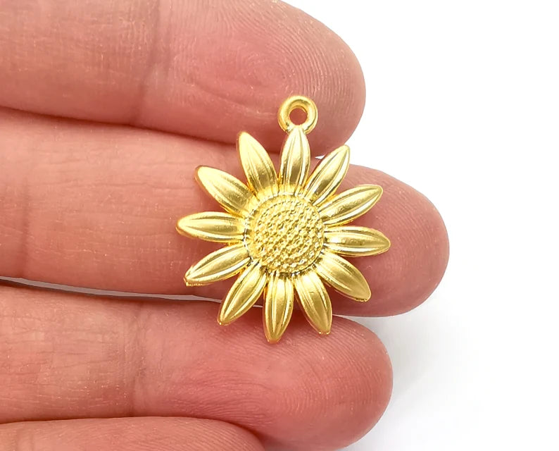 Sunflower Charms Gold Plated Charms (27x23mm) G27867