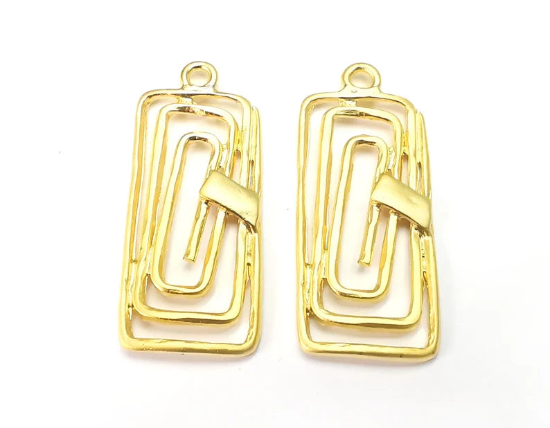 Rectangle Spirals Charms Gold Plated Charms (41x18mm) G27868