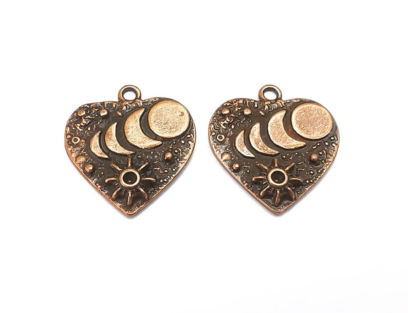 Heart Moon Star Charms Crescent State of The Moon Pendant Antique Copper Plated Charms (25x23mm) G27974