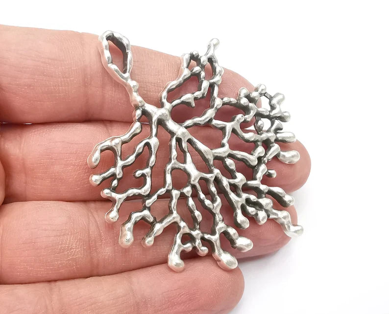 Coral Branch Pendant Antique Silver Plated Pendant (68x58mm) G27873