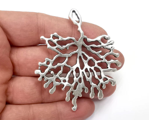 Coral Branch Pendant Antique Silver Plated Pendant (68x58mm) G27873