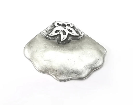 Scallop Moss Charms Antique Silver Plated Charms (40x32mm) G27875