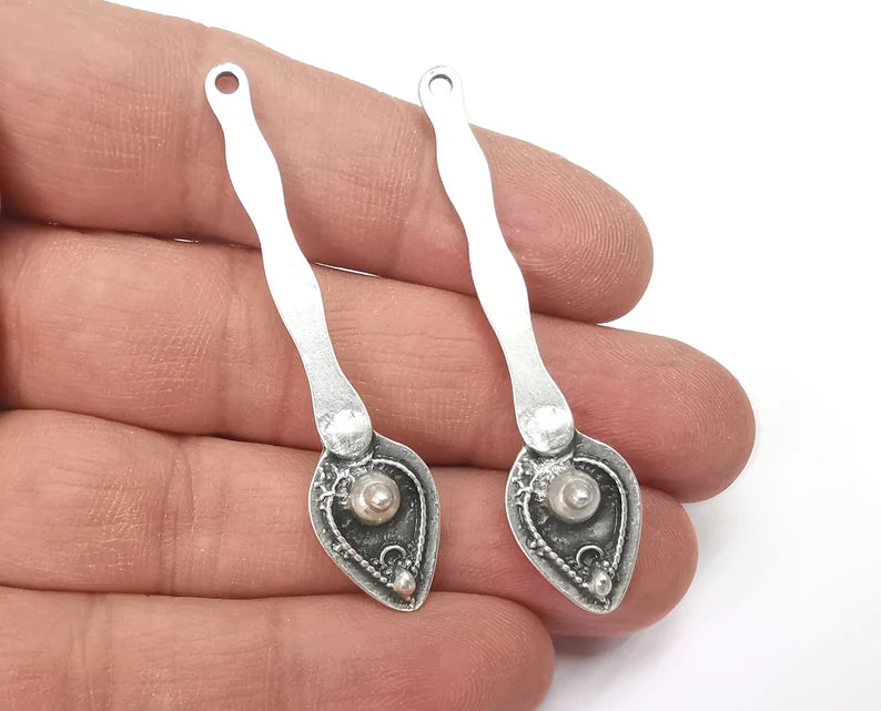 Spoon Charms Antique Silver Plated Charms (56x13mm) G27876