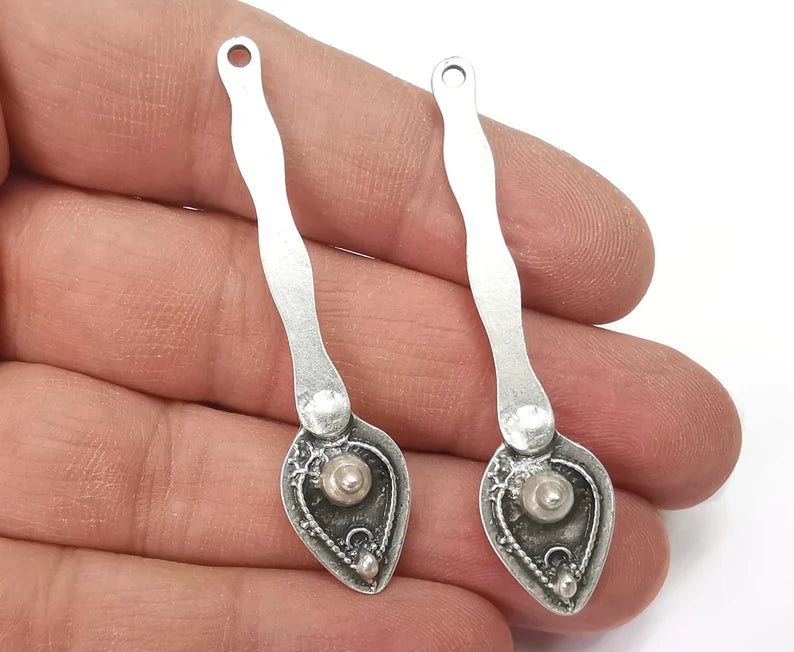 Spoon Charms Antique Silver Plated Charms (56x13mm) G27876