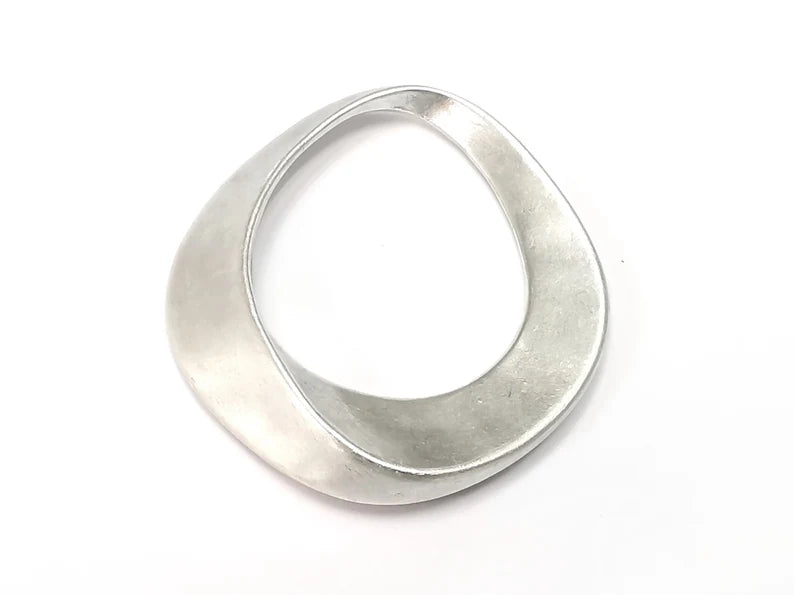 Curved Pendant Charms Antique Silver Plated Charms (48x43mm) G27877