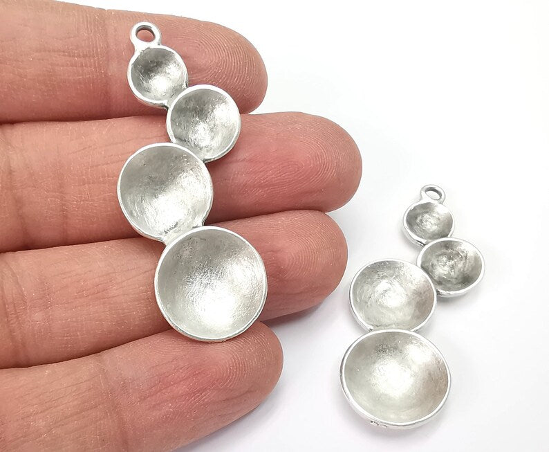 Curved Cups Charms Antique Silver Plated Ethnic Pendant (50x20mm) G27883