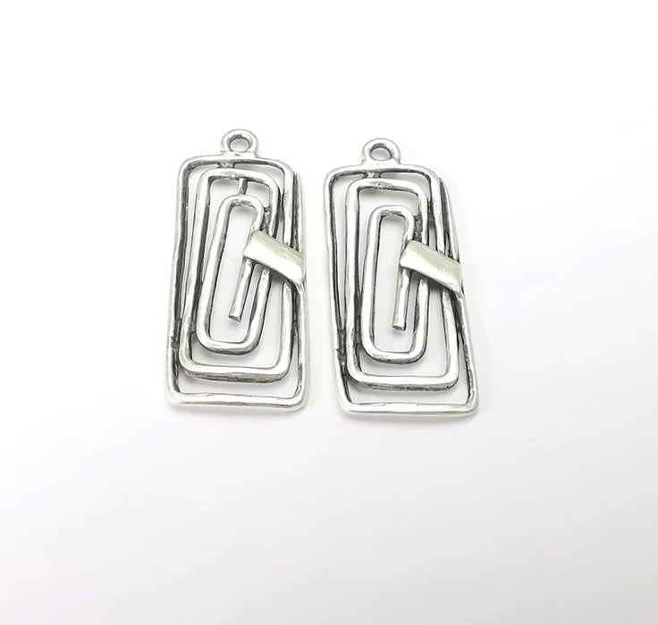 Rectangle Spiral Charms Antique Silver Plated Charms (41x17mm) G27888