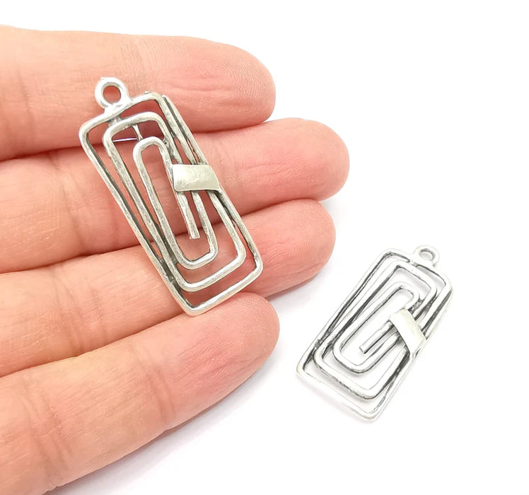 Rectangle Spiral Charms Antique Silver Plated Charms (41x17mm) G27888