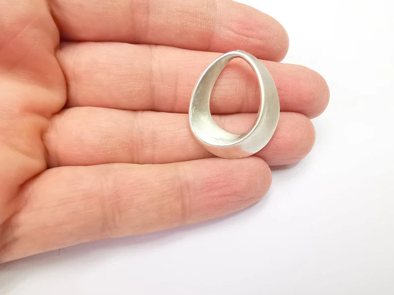 Folded Circle Hoop Charms Findings Antique Silver Plated Findings (30x25mm) G27889