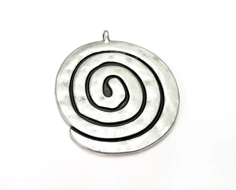 Swirl Spirals Pendant Antique Silver Plated Pendant (61x51mm) G27893