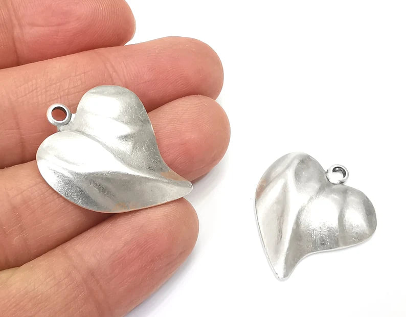 Heart Leaf Charms Pendant Antique Silver Plated Charms (31x26mm) G27996