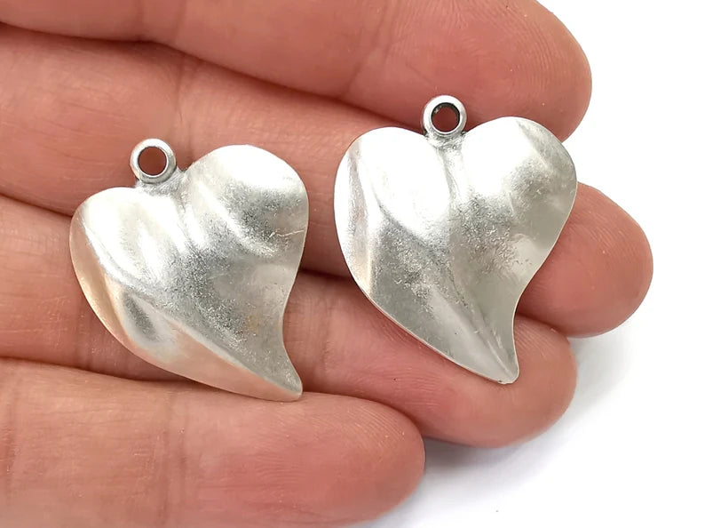 Heart Leaf Charms Pendant Antique Silver Plated Charms (31x26mm) G27996