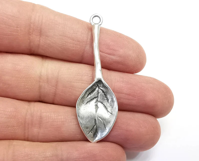 Leaf Branch Charms Antique Silver Plated Charms (51x16mm) G27903