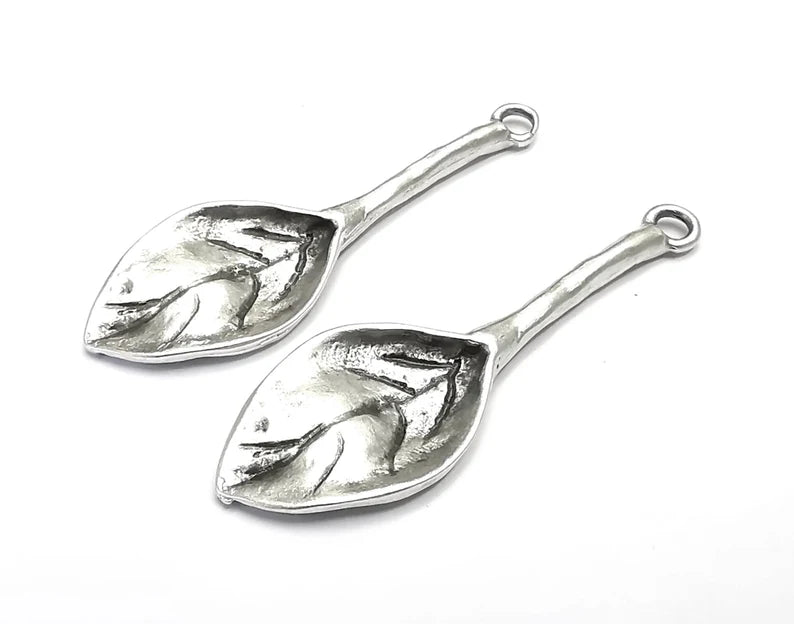 Leaf Branch Charms Antique Silver Plated Charms (51x16mm) G27903