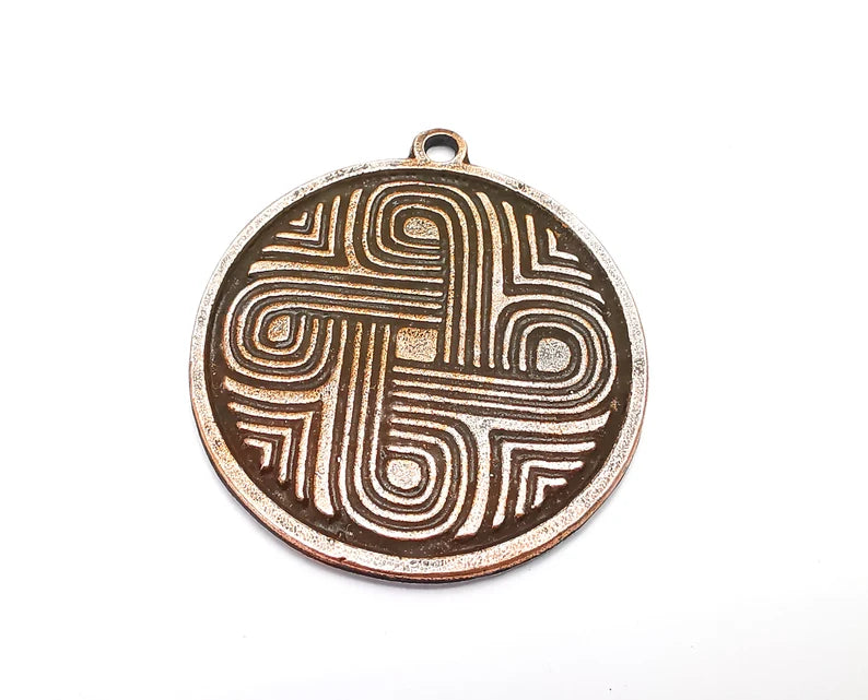 Swirl Round Pendant Antique Copper Plated Pendant (60x53mm) G27909