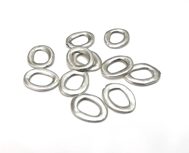 Oval Hoop Connector Findings Antique Silver Plated Findings (17x13mm) G27917