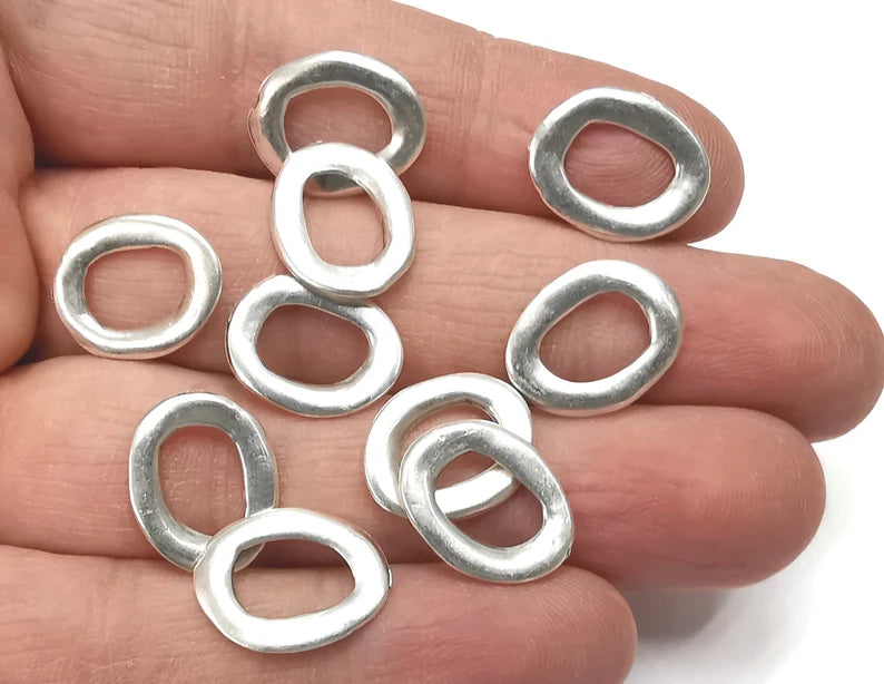 Oval Hoop Connector Findings Antique Silver Plated Findings (17x13mm) G27917