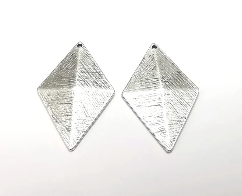 Rhombus Diamond Shaped Charms Antique Silver Plated Charms (46x30mm) G27921