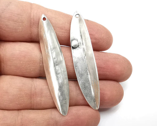Leaf Dangle Charms, Antique Silver Plated Dew grain Charms (57x12mm) G27922
