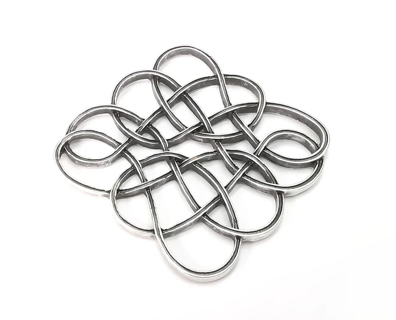 Silver Knot Pendant Antique Silver Plated Pendant Findings (64x55mm) G27935