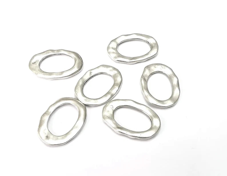 Oval Connector Findings Antique Silver Plated Findings (23x16mm) G27937