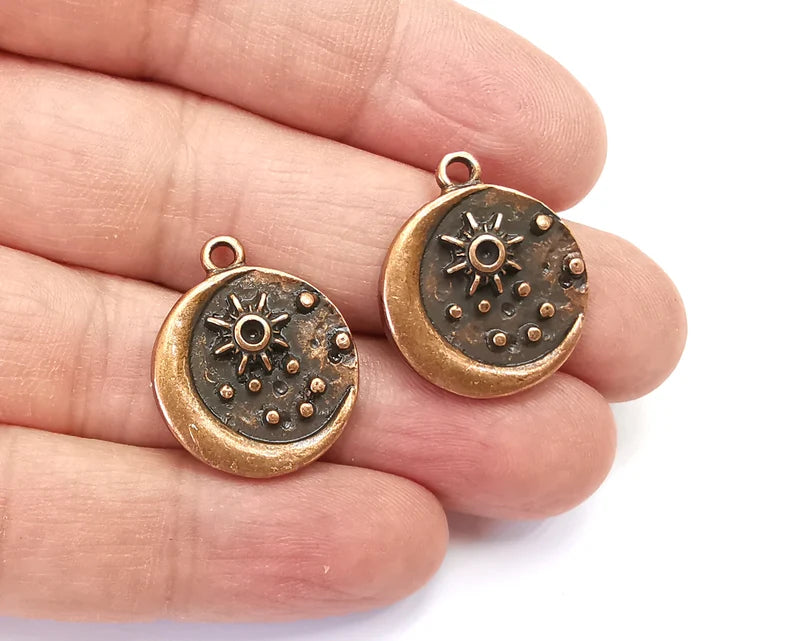 Moon Star Charms Crescent Pendant Antique Copper Plated Charms (24x20mm) G27958