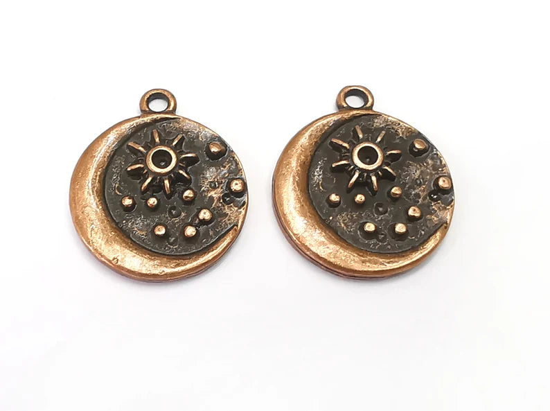 Moon Star Charms Crescent Pendant Antique Copper Plated Charms (24x20mm) G27958