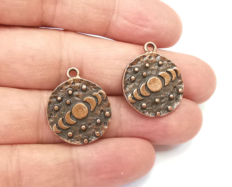 Moon Stars Charms State of The Moon Pendant Antique Copper Plated Charms (25x21mm) G27972