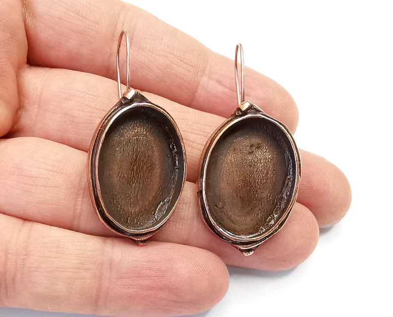 Earring Blank Base Settings Resin Blank Cabochon Base inlay Blank Mountings Antique Copper Plated Brass (25x18mm blank) 1 Set g20889