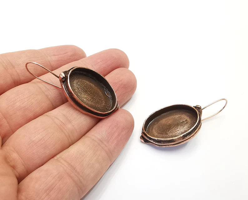 Earring Blank Base Settings Resin Blank Cabochon Base inlay Blank Mountings Antique Copper Plated Brass (25x18mm blank) 1 Set g20889