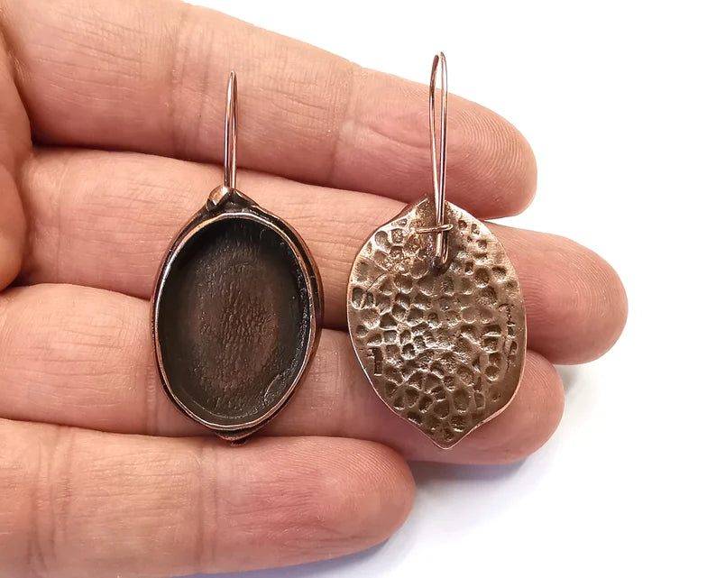 Earring Blank Base Settings Resin Blank Cabochon Base inlay Blank Mountings Antique Copper Plated Brass (25x18mm blank) 1 Set g20889