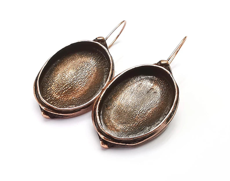 Earring Blank Base Settings Resin Blank Cabochon Base inlay Blank Mountings Antique Copper Plated Brass (25x18mm blank) 1 Set g20889
