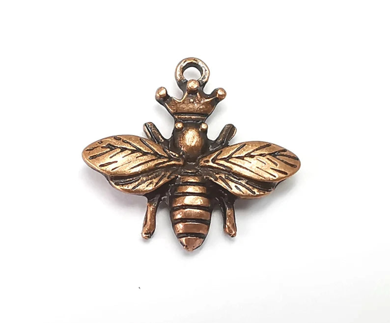 Queen Bee Charms Antique Copper Plated Charm (25x23mm) G28124