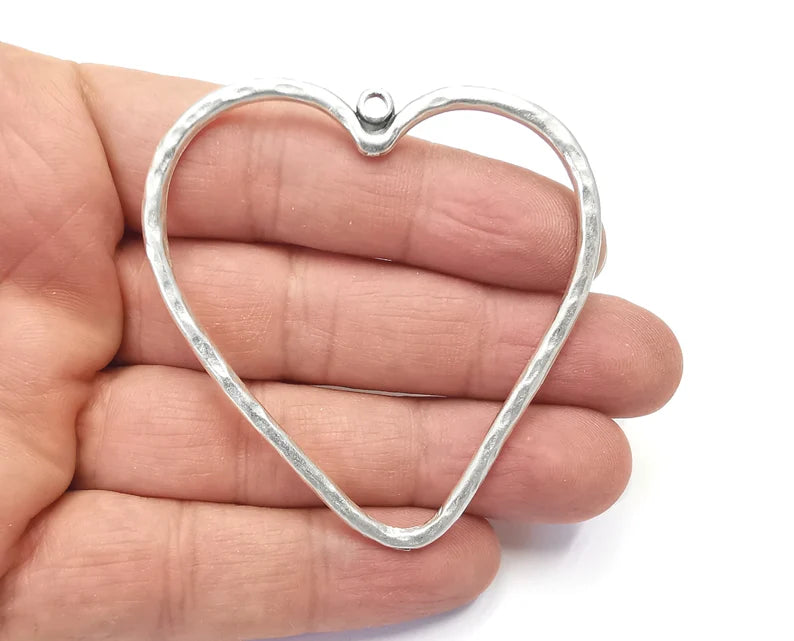 Heart Pendant Antique Silver Plated Pendant (62x62mm) G27988