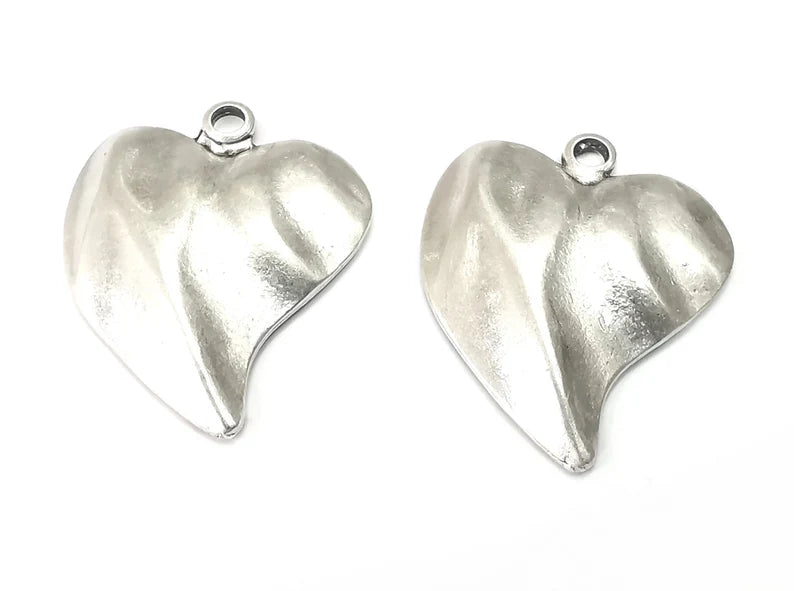 Heart Leaf Charms Pendant Antique Silver Plated Charms (31x26mm) G27996