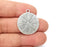 Fern Leaf Charms Hammered Disc Pendant Antique Silver Plated Plated (28x24mm) G28137