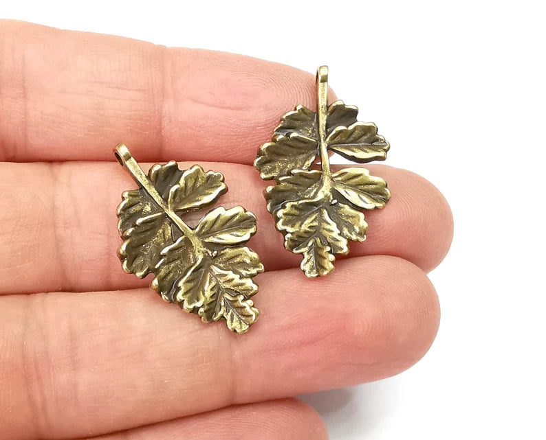 Leaf  Branch Charms Antique Bronze Plated (31x18mm) G28144